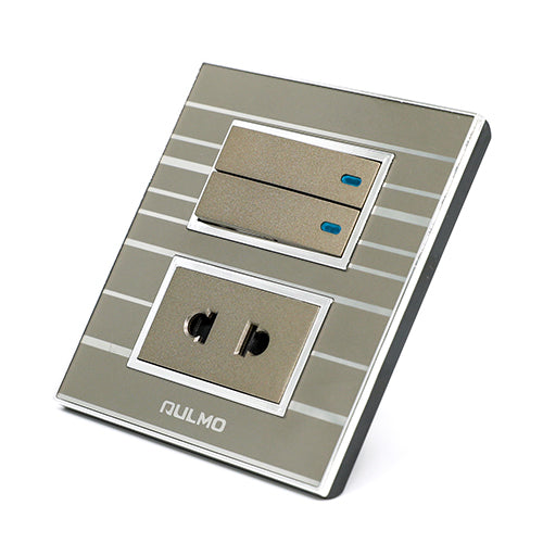 AULMO GREY LINE 2 SWITCH + 1 SOCKET– Omid