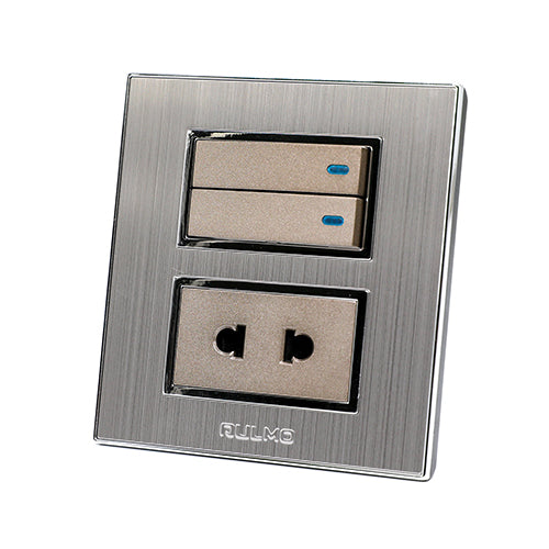 AULMO GREY 2 SWITCHES + 1 SOCKET– Omid