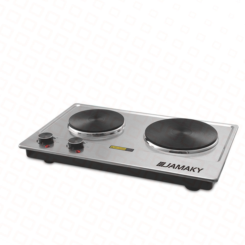 ELEKTRİK PLİTƏ JAMAKY JMK7010 DİSK 2000W+1500W 185+155/0.4MM TERMOSTAT PASLANMAZ PANEL