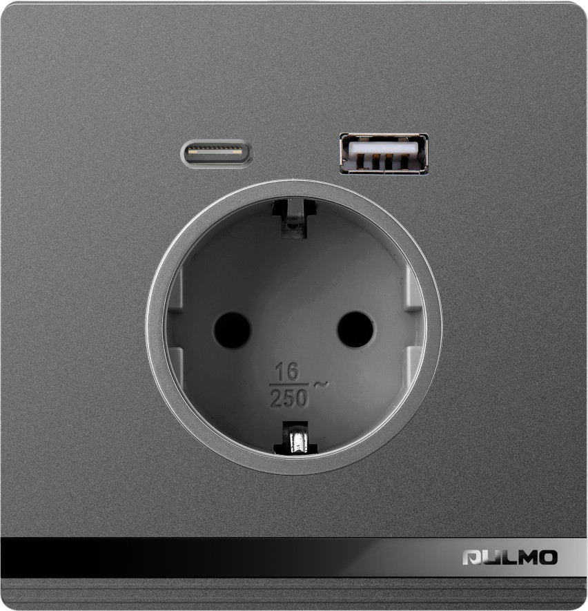 ELEKTRİK + USB + TYPE C TAXIC YUVASI AULMO KARBON BOZ 16A DƏRİN