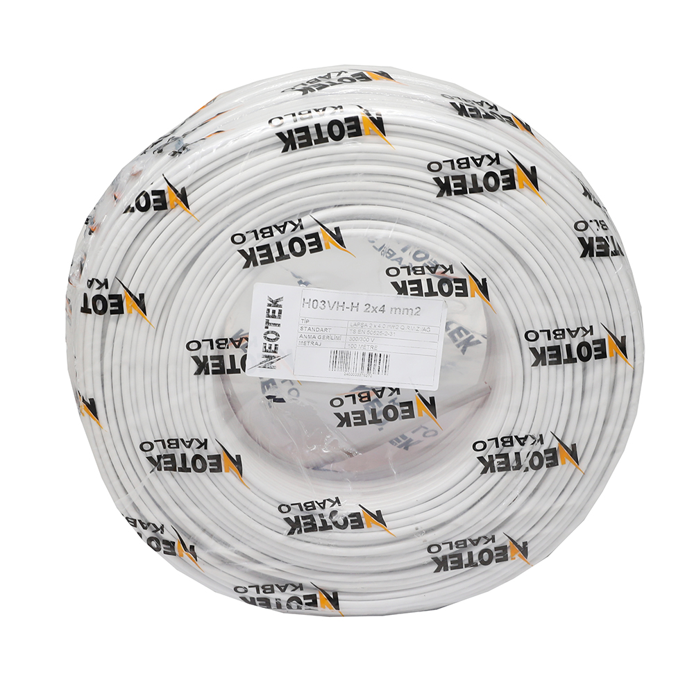 NEOTEK KABEL LAPŞA H05VH-H QIRMIZI-AĞ 2x4 M