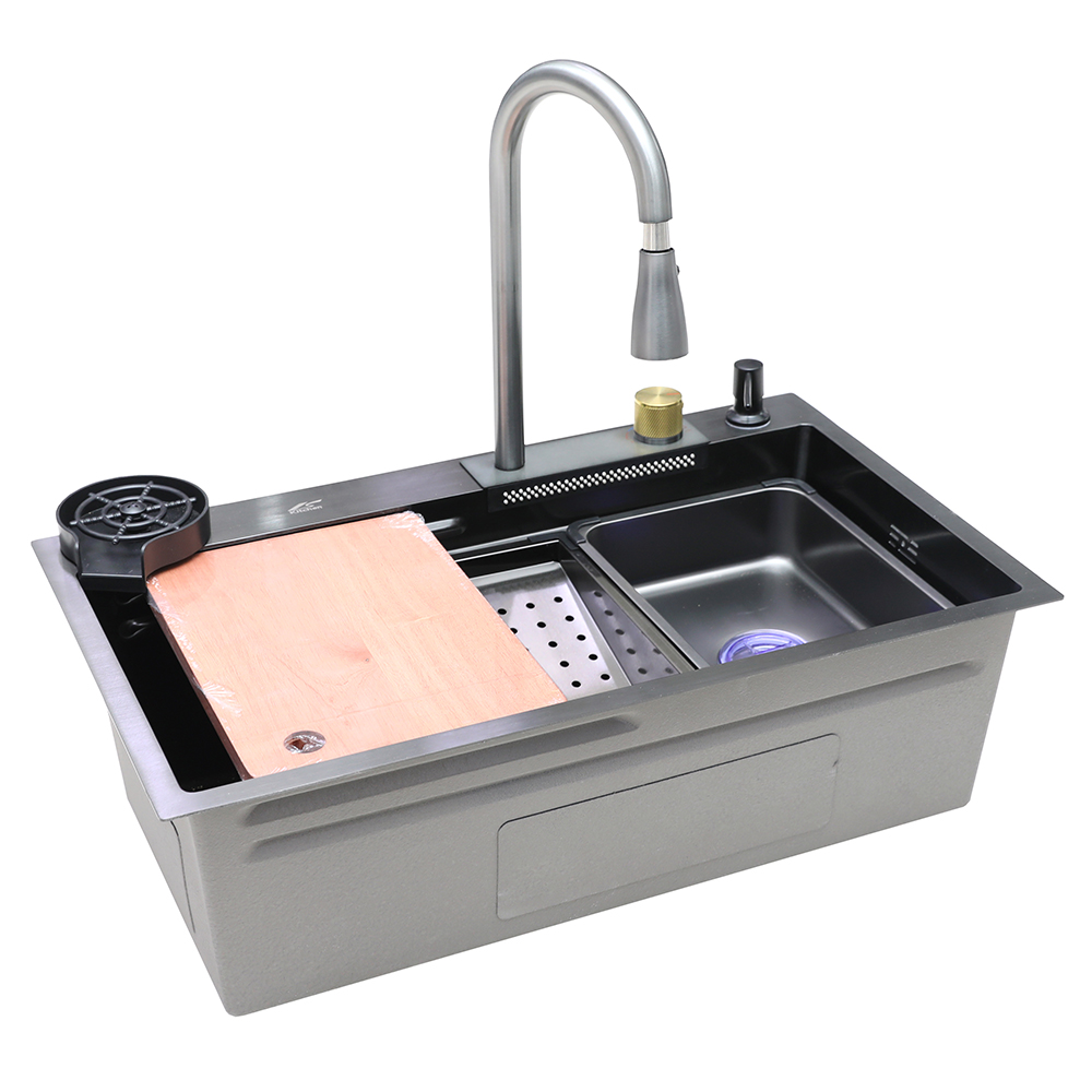 MƏTBƏX ÇANAĞI LS-7545FA1-B SS201 3.0+0.8 750x450x220 QARA