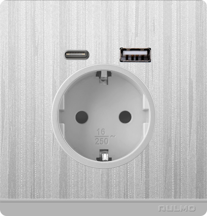 ELEKTRİK + USB + TYPE C TAXIC YUVASI AULMO SILVER 16A DƏRİN